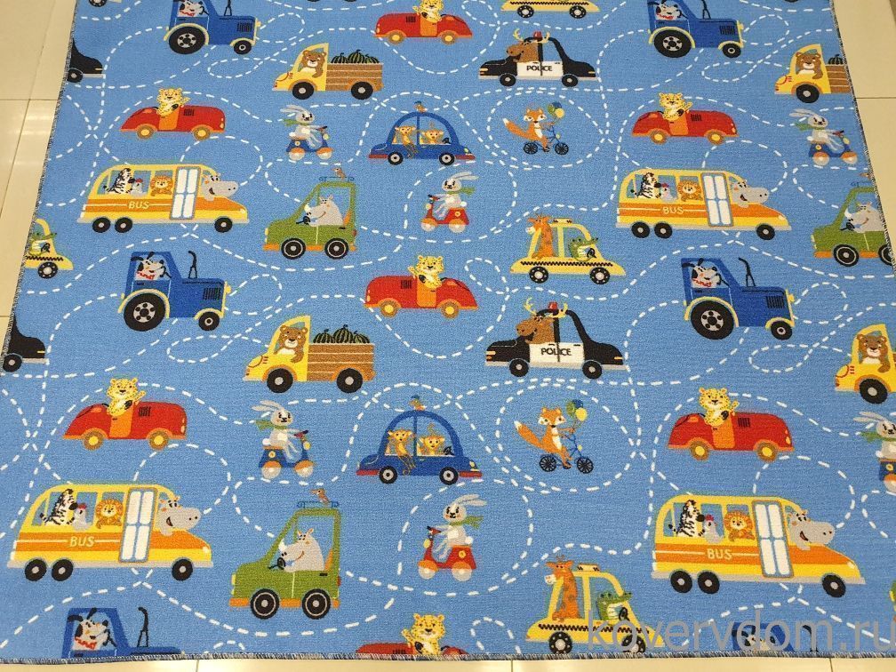 Детский ковер-палас ZVEROPOLIS сине-голубой 