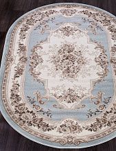 Овальный ковер синий VALENCIA ДЕЛЮКС 4015 L.BLUE-BROWN Овал
