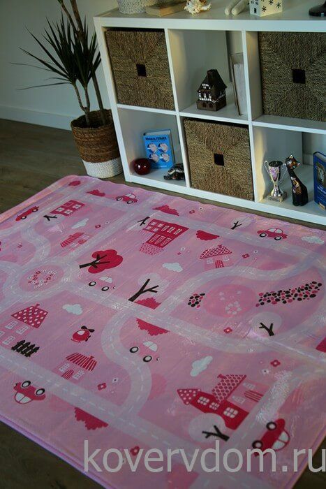 Детский развивающий 3D ковер с дорогами ДОРОЖКИ-ДОМИКИ розовый 86148 Детский развивающий 3D ковер с дорогами ДОРОЖКИ-ДОМИКИ розовый 86148