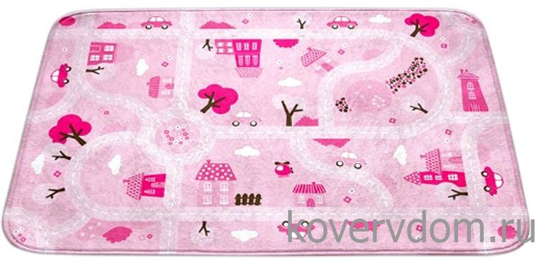 Детский развивающий 3D ковер с дорогами ДОРОЖКИ-ДОМИКИ розовый 86148 Детский развивающий 3D ковер с дорогами ДОРОЖКИ-ДОМИКИ розовый 86148